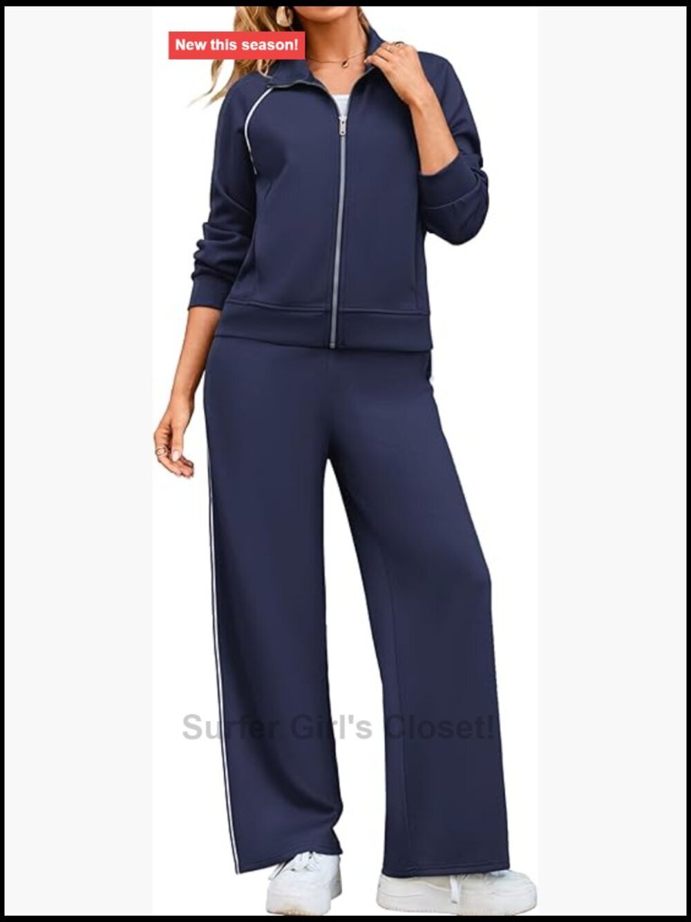 2 Piece Sweat Set Long Sleeve Zip Up Wide Leg Jogger Travel Athletic Track Suit